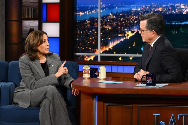 Kamala Harris dodges Colbert's question about what 'big changes' a Biden presidency would bring: 'We have dreams'


